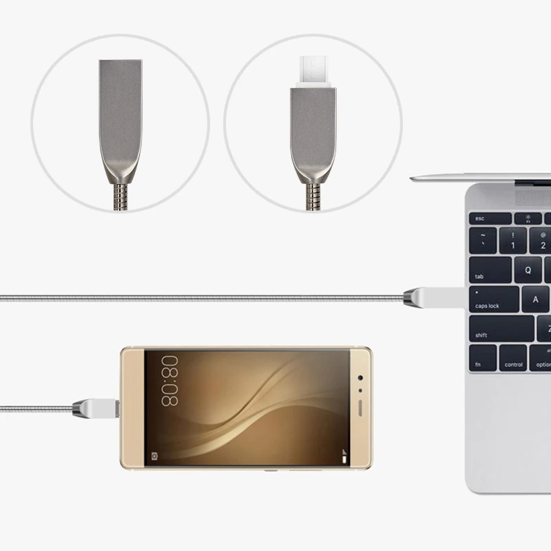 Sindvor 1 m المعادن الربيع المصغّر usb كابل بيانات مزامنة لسامسونج Xiaomi شاحن هاتف محمول يعمل بنظام تشغيل أندرويد سريع تهمة سلك Microusb شاحن سلك