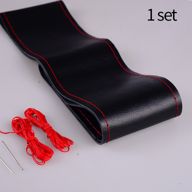 Car Steering Wheel Cover Soft Leather DIY Sewing Kit Handmade Sewing Thread Needles Steering-wheel Covers Auto Accessories