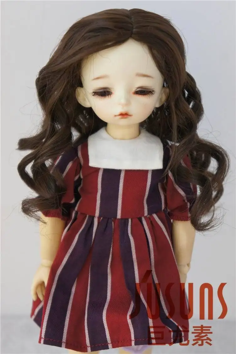 JD233 1/6 1/4 1/3 BJD термостойкость кукла парики YOSD MSD SD средней линии Длинные курчавый BJD парики кукла аксессуары - Цвет: size 6-7 Chocolate
