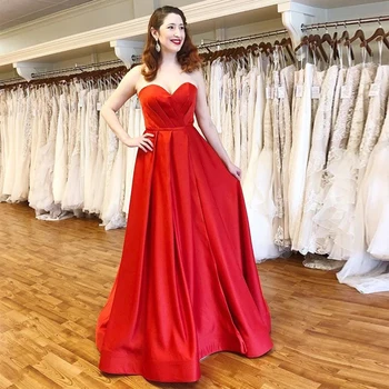 Elegant Red Prom Dresses Sweetheart Neckline Long Formal Party Gowns 2019 Simple Pleats Satin Prom Dresses vestido de formatura
Elegant Red Prom Dresses Sweetheart Neckline Long Formal Party Gowns 2019 Simple Pleats Satin Prom Dresses vestido de formatura