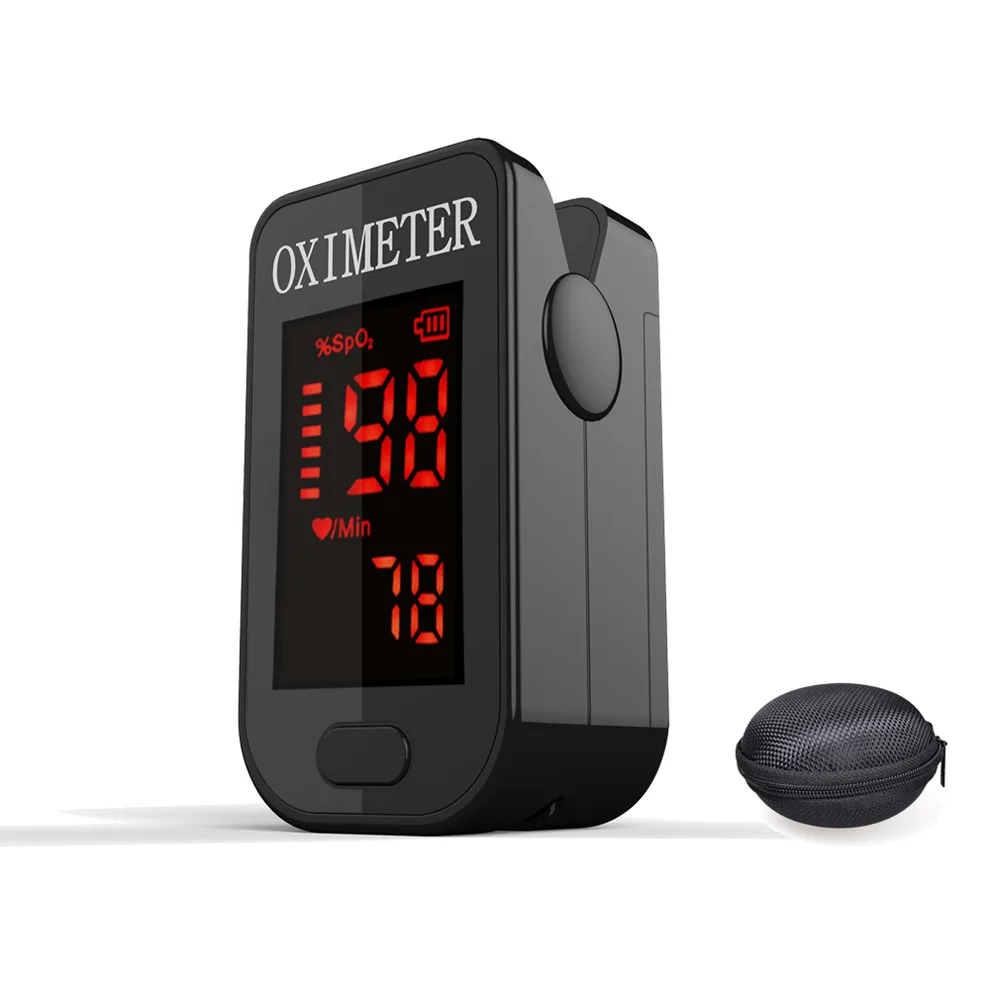 Black and Round case Светодиодный Пульсоксиметр для измерения кислорода в крови, Пульсоксиметр для пальцев, Пульсоксиметр для пальцев, кислородный Сатуратор - Цвет: Black and Round case