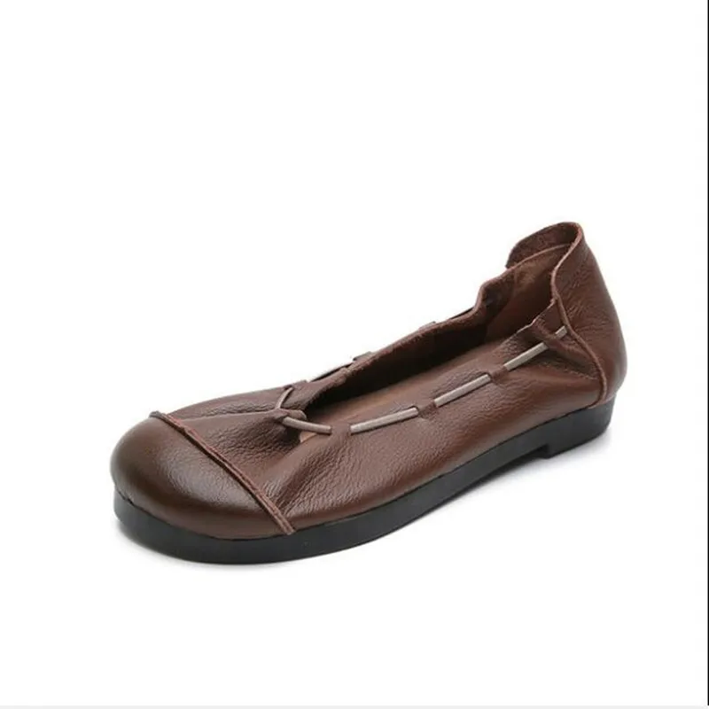 

Casual vintage Genuine Leather women's flat singles shoes Spring summer new handmade Pregnant woman dance shoes Comfortable soft