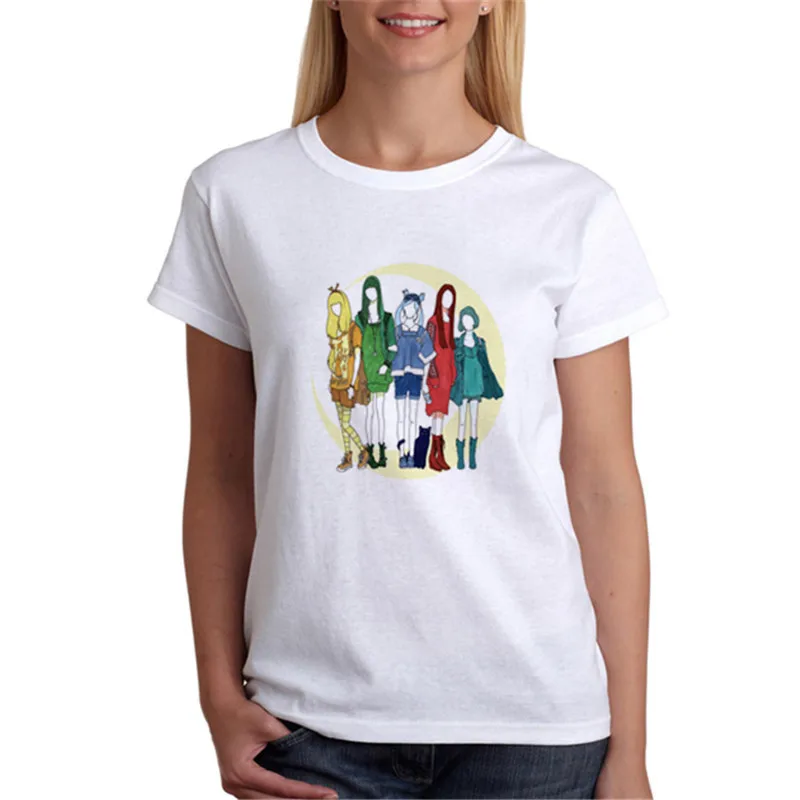 

harajuku kawaii T-Shirt women New Arrival O Neck white youth shirt casual white print anime t-Shirts women top tees wt5373