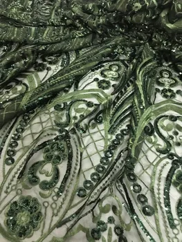 

CiCi-7810 Embroidered Tulle Fabric 5 yards unique Nigeria Lace Fabric with sequins African Tulle French Fabric