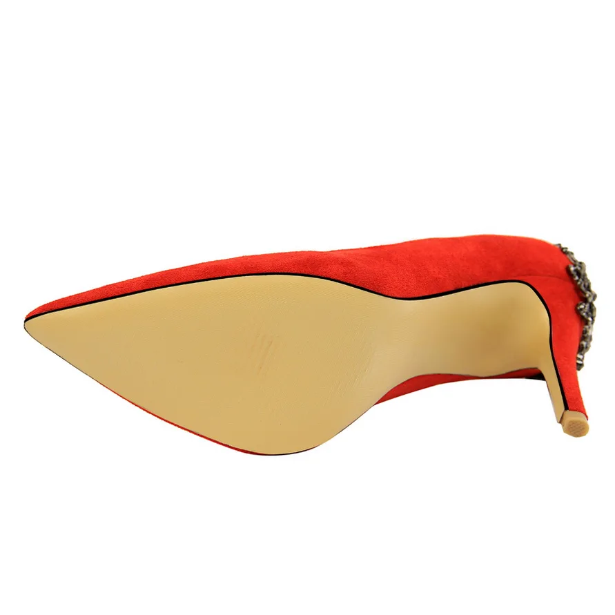 Women high heels Party wedding shoes 2019 crystal string bead Glitter pumps Elegant Sexy pump Dance club Flock red pointed toe Women high heels Party wedding shoes 2019 crystal string bead Glitter pumps Elegant Sexy pump Dance club Flock red pointed toe