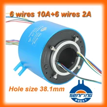 Conector rotativo elétrico 1.5 ”tamanho do furo (38.1mm) com 6 circuitos de 10A, 6 circuitos de sinal de através do anel buraco deslizamento