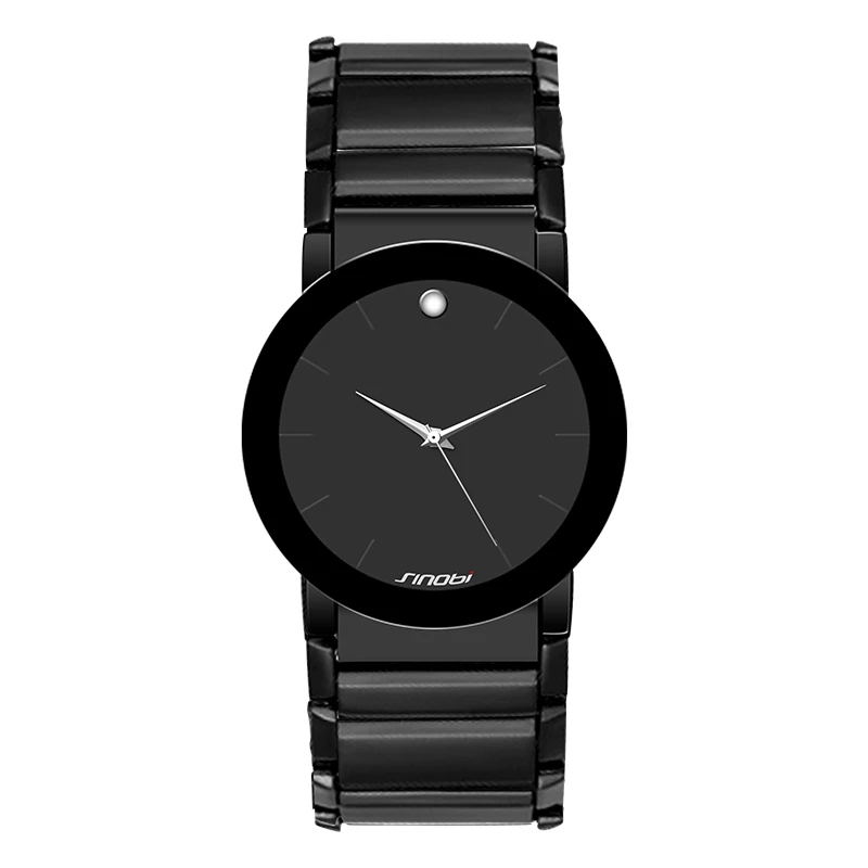 

SINOBI Simple Men's Black Wrist Watches Stainless Steel Watchband Top Luxury Brand Males Geneva Quartz Clock Boy Wristwatch 2017