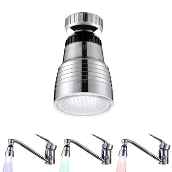 

Drop shipping Facotry direct sale temperature sensor 3 colors kitchen faucet with light with adaptors