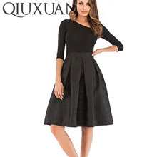 Qiuxuan/весенне-осенняя Женская юбка миди с высокой талией, юбка-зонтик длиной до колена, элегантные винтажные женские юбки-Скейтер