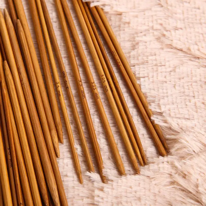 55 шт., 11 размеров, 13 см, Бамбуковые Спицы, крючки для вязания крючком, двойной заостренный, карбонизированный свитер, игла для плетения, ремесло