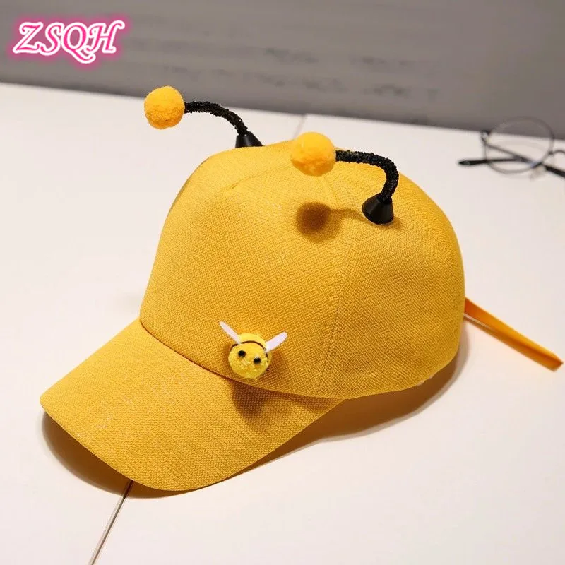 

ZSQH Animal Mayan bee Hat Baseball Cap Anime Cute Mayan bee Hip Hop Sun Hats Children's Mini the bee Mesh Caps For Kids