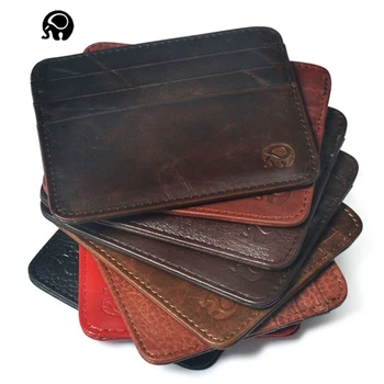 

New First layer cow Skin Brand Slim Credit Card Holder Mini Wallet mens Leather ID Case Purse Bag Pouch New cover for a passport