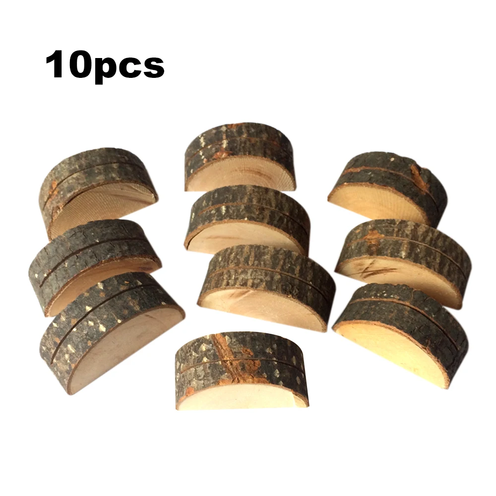 

10pcs Rustic Wooden Table Name Number Holders Wood Base Card Picture Note Clip for Wedding Party Restaurant Tables Decorations