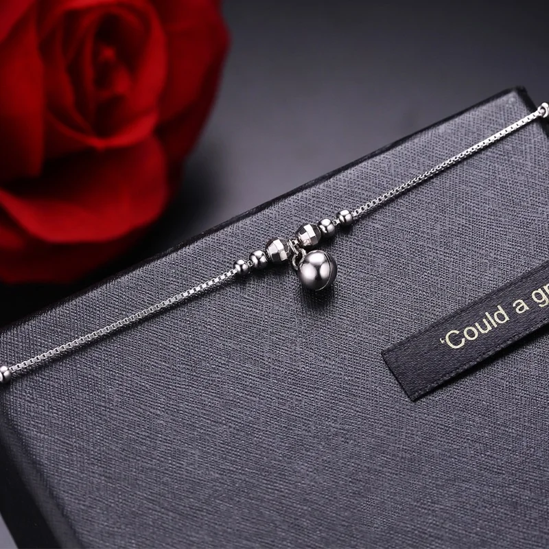 OMHXZJ Европейская мода женщина вечерние день рождения свадьба подарок цветок-колокольчик бусины стерлингового серебра 925 ножной браслет с подвеской JL15