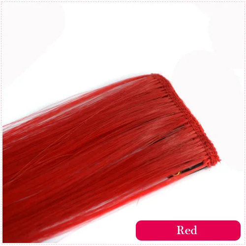 Nissi 50 см, один зажим, один кусок, волосы для наращивания, синтетические, длинные, прямые, для наращивания, радужные, цветные волосы для детей и женщин - Цвет: Red