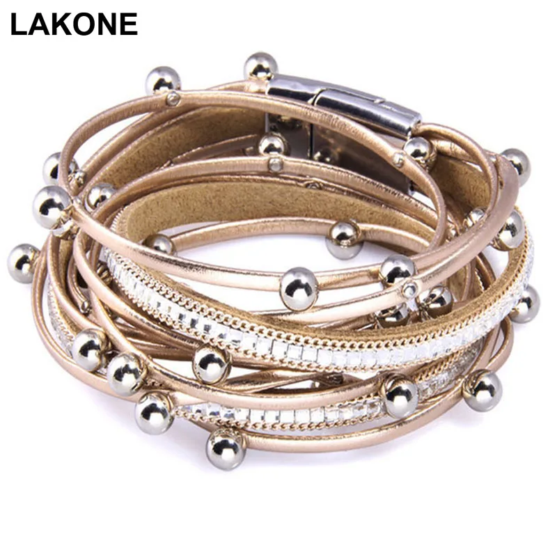 

Fashion Bead Multiple Layers Charm Bracelet For Women Men Leather Bracelets & Bangle New Femme Party Jewelry Gift