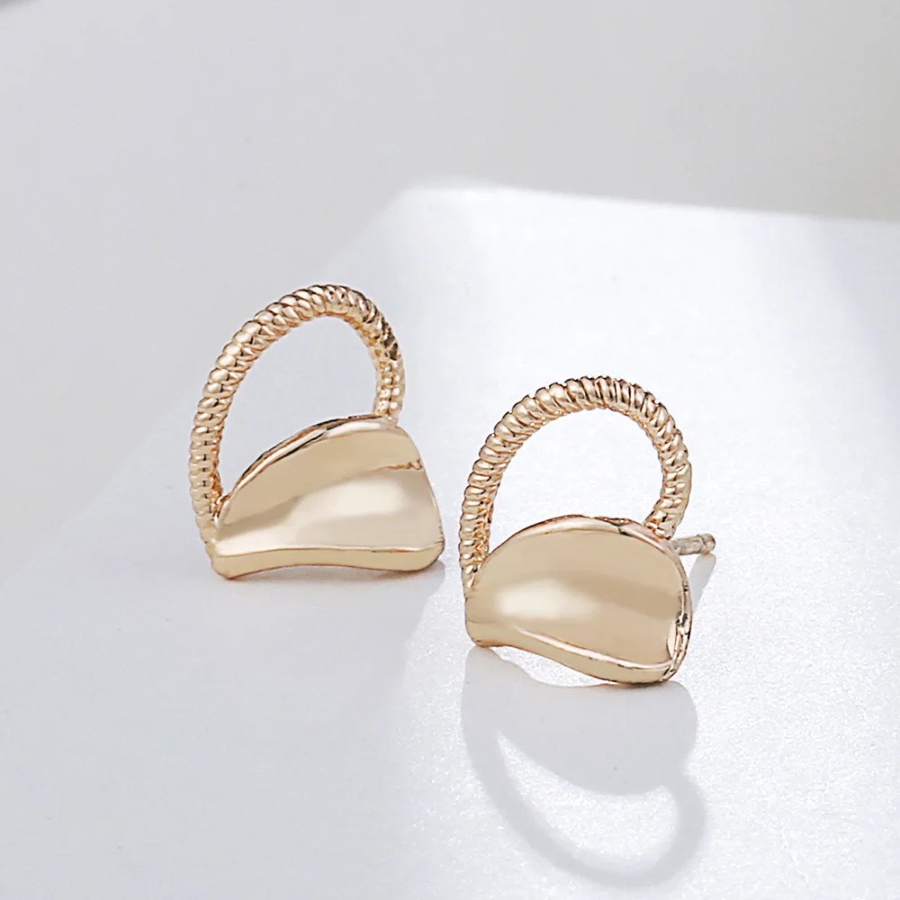 

QGGLE Gold Color European Fashion Geometric Stud Earrings For Women Earring Jewelry