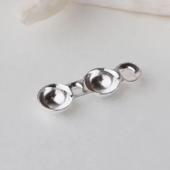 

solid 925 Sterling Silver Clam Shell Bead Tip with Rings