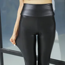Invierno de Las Mujeres Calientes Pantalones Mujer Bottom PU Pantalones de Cuero pantalones Flacos del Lápiz Elástico Más de $ number capas de Las Mujeres Ajustados pantalones de Moda
