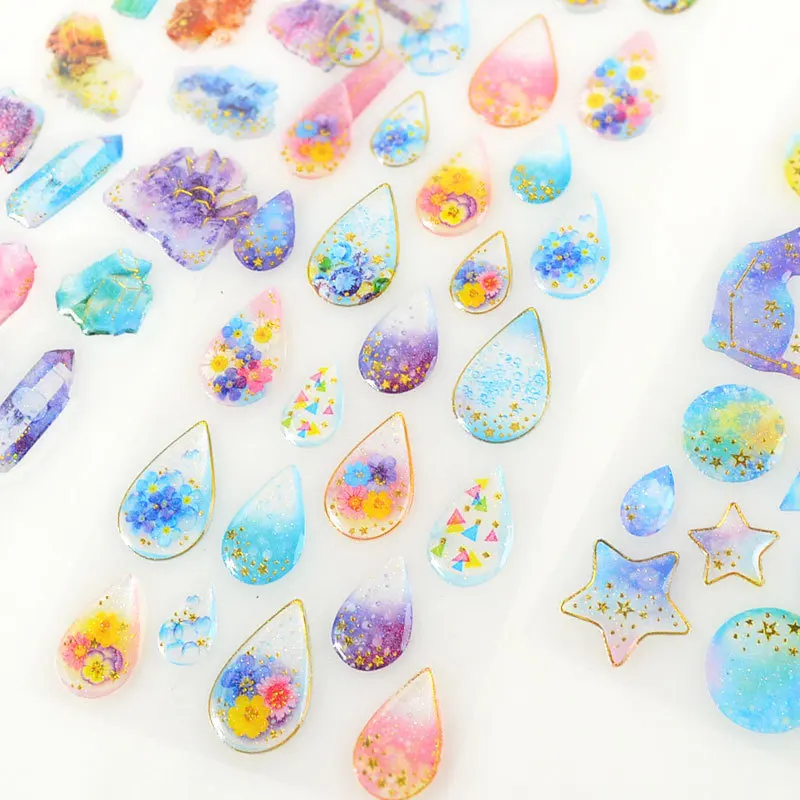

Bronzing raindrop/Planet Make a wish bottle Decorative Sticker DIY Diary Scrapbooking Phone Stickers School Teacher Reward