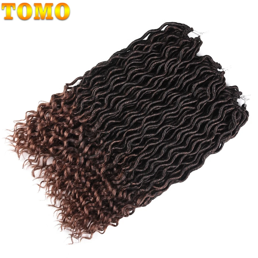 TOMO Faux locs CURLY, вязанные крючком волосы, 20 дюймов, 24 корня, Омбре, синтетические плетеные волосы для наращивания, бордовые, черные, красные, коричневые