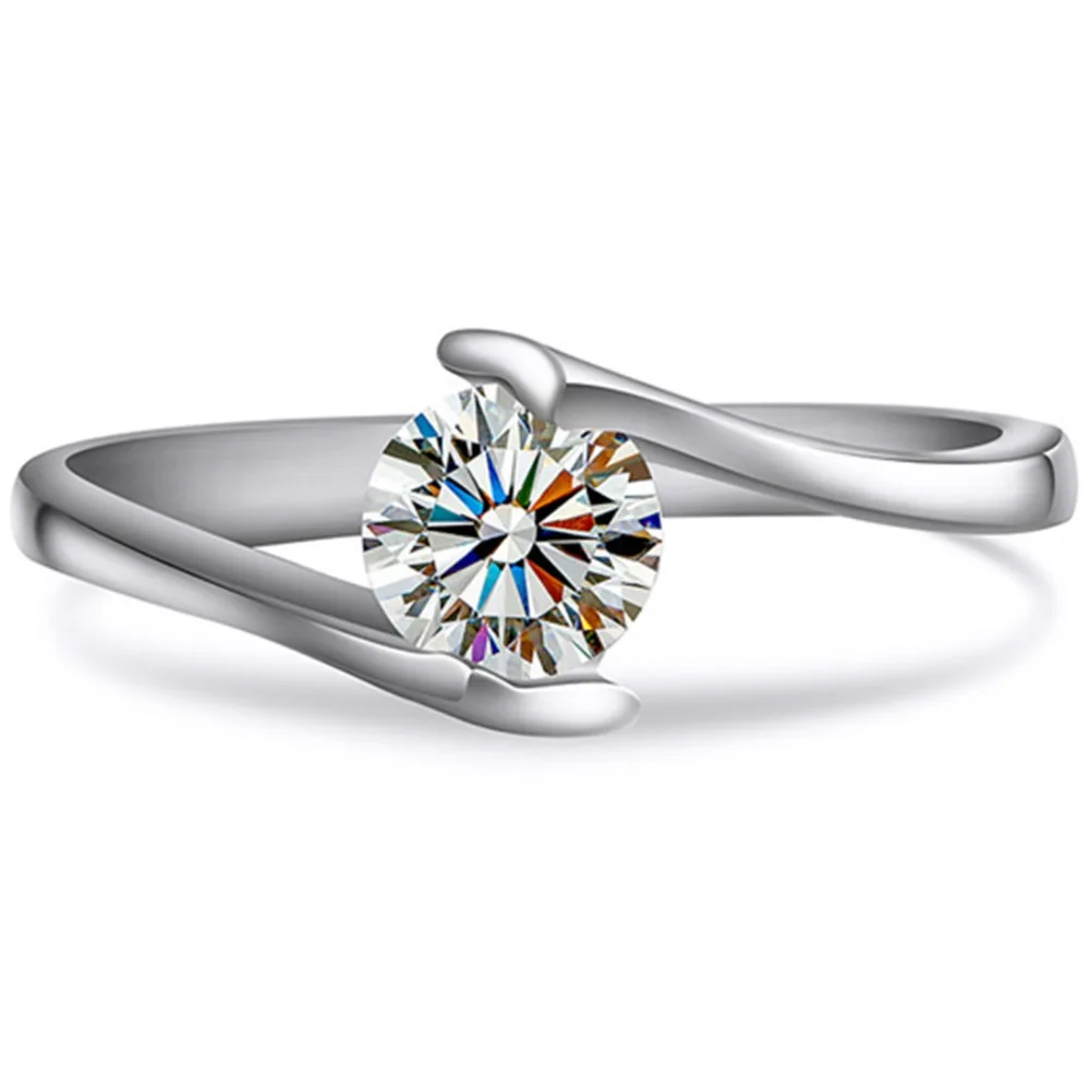 

Drop Shipping Wholesale Ring 0.5CT SONA Diamond Ring Solitaire Engagement Women Sterling Silver Jewelry 18K White Gold Plated