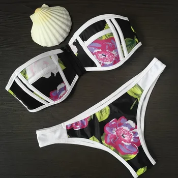 

Free Shipping Most Popular Sexy Floral Print Bikini Sexy Swimwear Women Tavik Cleo Bandeau Bikini Top Swimwear Sexy S,M,L 4F4479