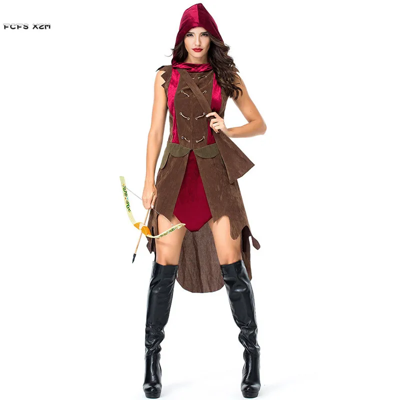 

Female Warrior Hunter Cosplays Woman Halloween Archer Costumes Carnival Purim parade Masquerade Nightclub Role play Party dress