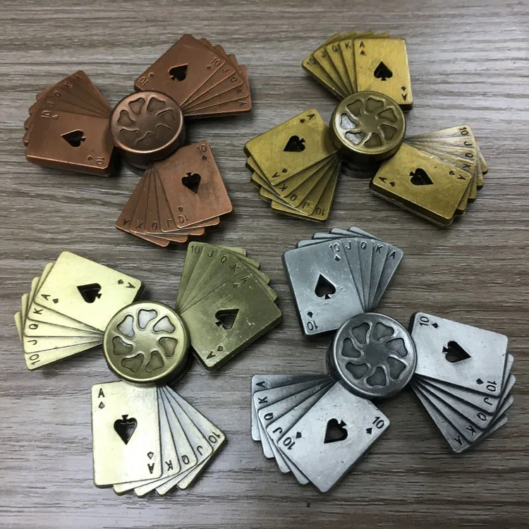 Playing Cards Poker Fidget Spinner Finger Metal EDC Hand Spinner Texas