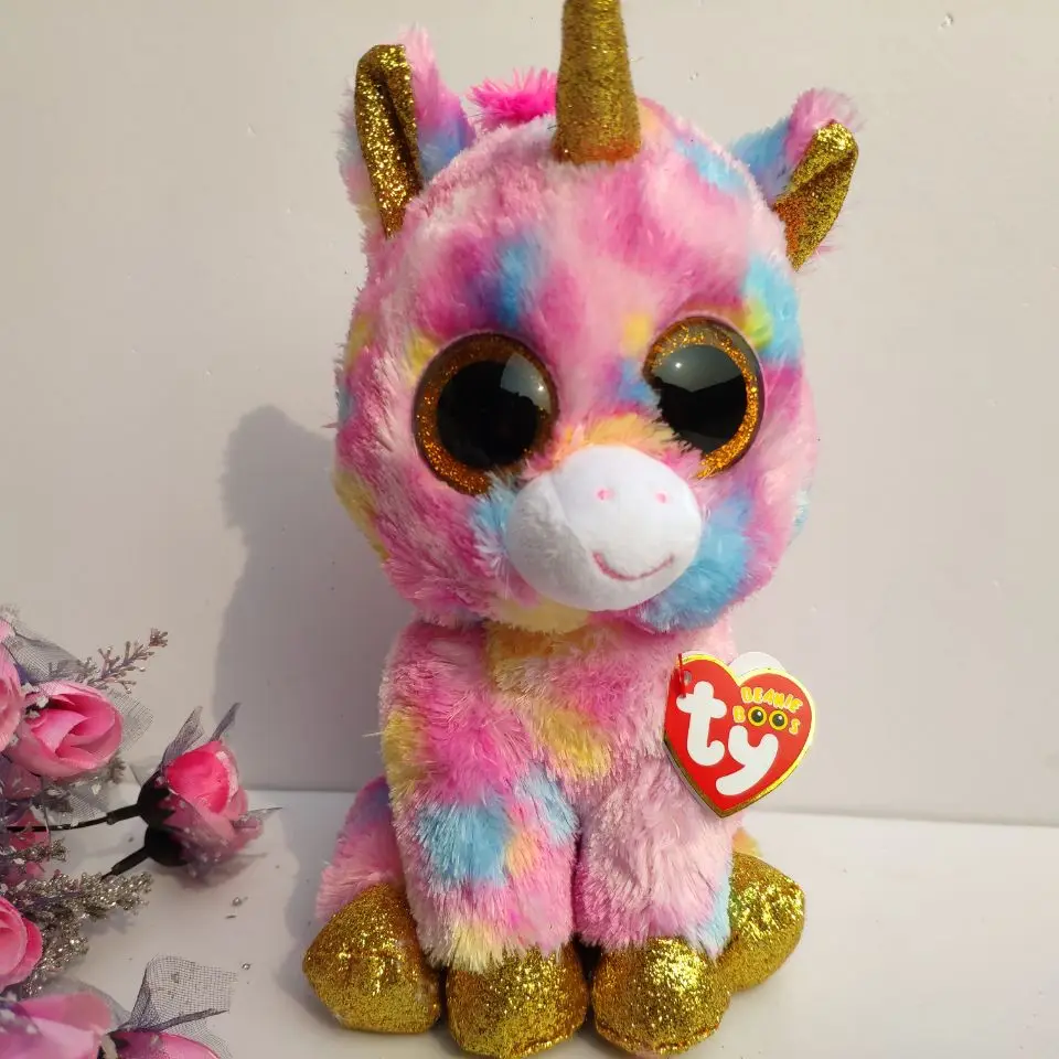 TY BEANIE BOOS 1PC 25CM Plush Toys jewel fox slick fox tiwggy owl flippy fish georger gorilla unicorn
