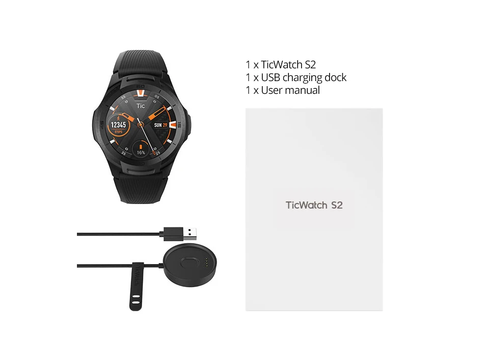 Ticwatch S2, умные часы, Bluetooth, gps, водонепроницаемые, 5 АТМ, 24 часа, монитор сердечного ритма, проактивный, для бега, отслеживания, фитнес-помощник