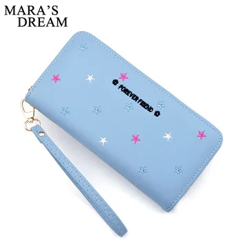 

Mara's Dream 2019 New Ladies Hand Wallet Female Long Section Soft Wallet Embroidered Stars Korean Students Large Capacity Mobile