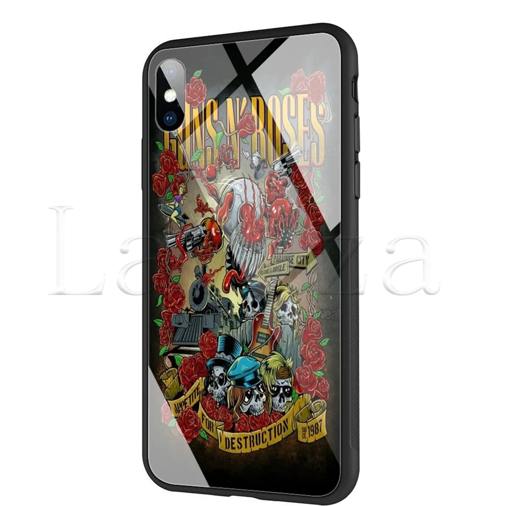 Чехол Lavaza guns N Roses из закаленного стекла TPU для iPhone XS MAX XR X 8 7 6 6S Plus - Цвет: TG3