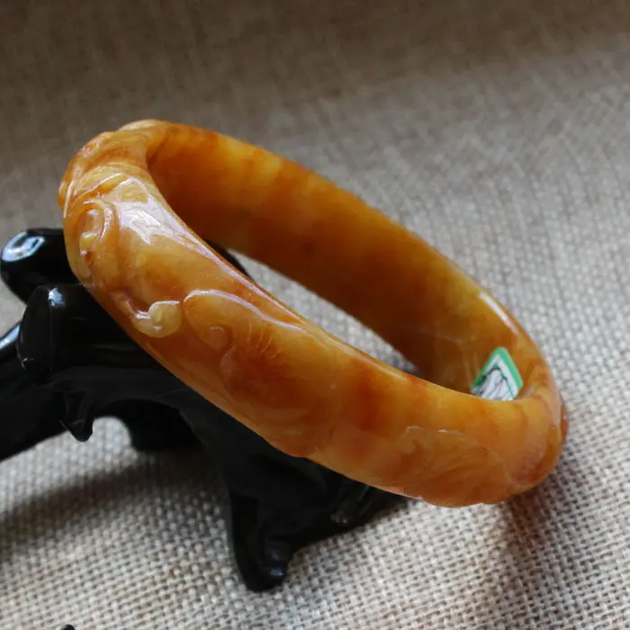 

58mm Chinese Hand-carved Emerald Brown stoneite stone Gems Bracelet Bangle A5654 10.20 40