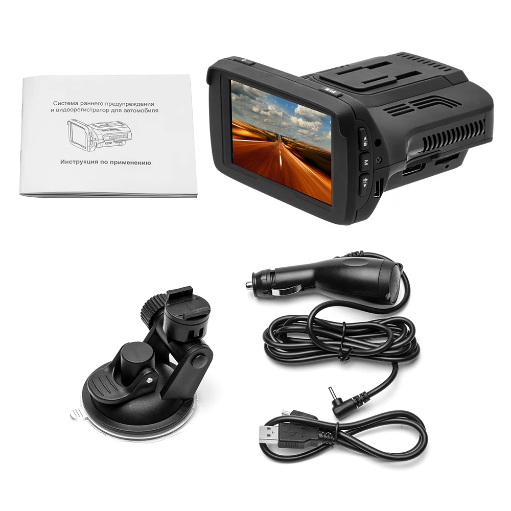 Podofo Ambarella Car DVR Radar Detector 3 in 1 with GPS Camera FHD 1080P Registrar Speedcam Anti Radar Detectors Dash Cam WDR