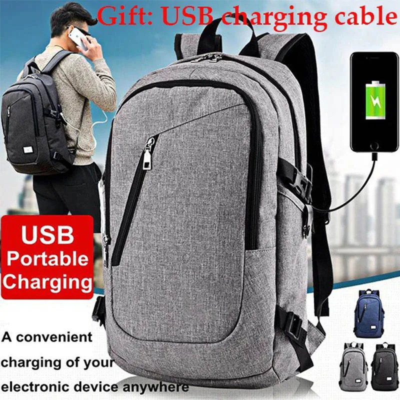 

Hot 3 Colors Men Women Business Water Resistant 17 Inch Laptop Backpack with USB Charging Port Campus School Bags BVN66