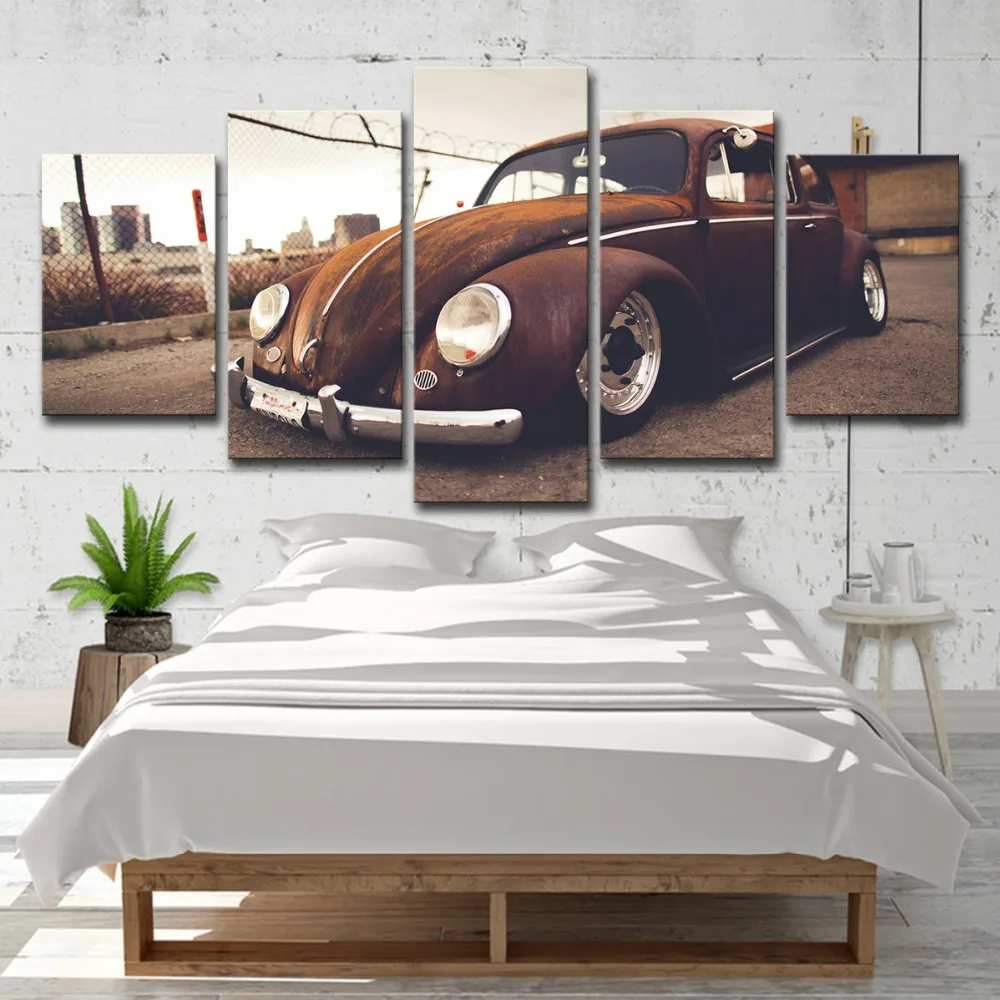 5P0025 Canvas HD Printed Painting Wall Art Frame Pictures 3 Panel Beetle Vintage Classical Retro Car Supercar Poster Home Decor PENGDA  (9)