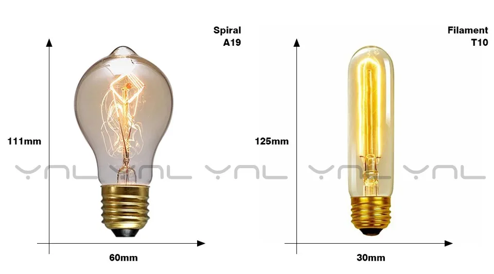 YNL Edison лампа E27 220 В 40 Вт T10 ST64 A19 T45 G80 G95 G125 накаливания свет лампы светильник ing Ретро E27 Светодиодная лампа Эдисона