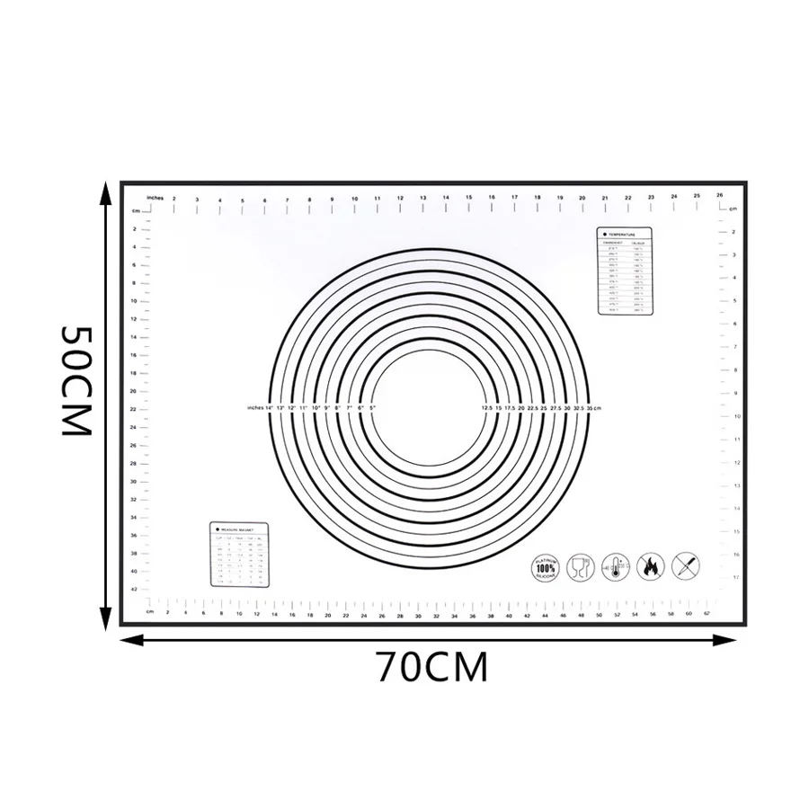 Очень большой 3" x 24" силиконовый коврик для выпечки-антипригарный нескользящий кондитерский коврик с измерениями по Leeseph(красный и черный