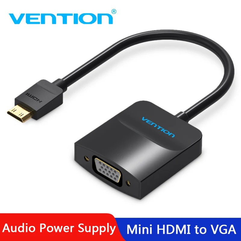 

Vention Mini HDMI to VGA Converter HDMI VGA 1080P Video Adapter Gold Plated with 3.5mm Audio Jack for Camera DV Tablets HDTV