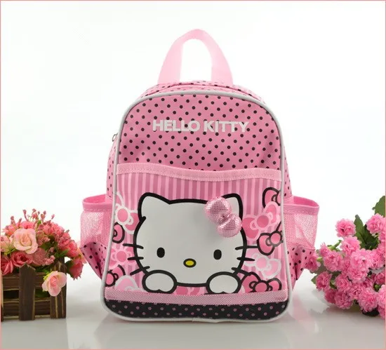 Детский мини-рюкзак с рисунком «hello kitty» для девочек, школьная сумка, подарок для студентов - Цвет: Розовый