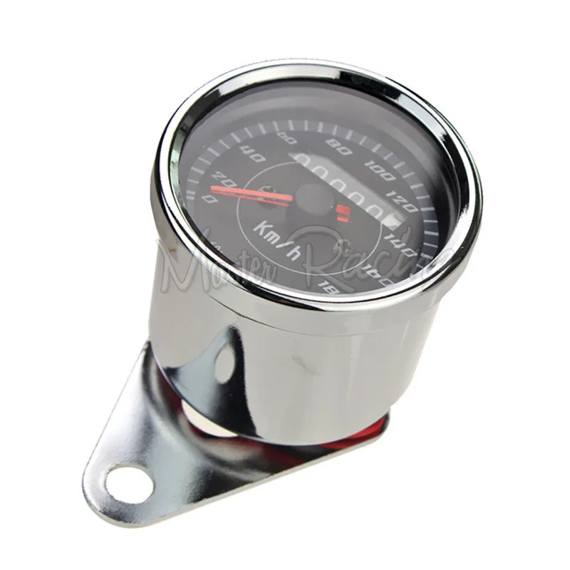 0180km/h Motorcycle Speedometer Silver LED Backlit
