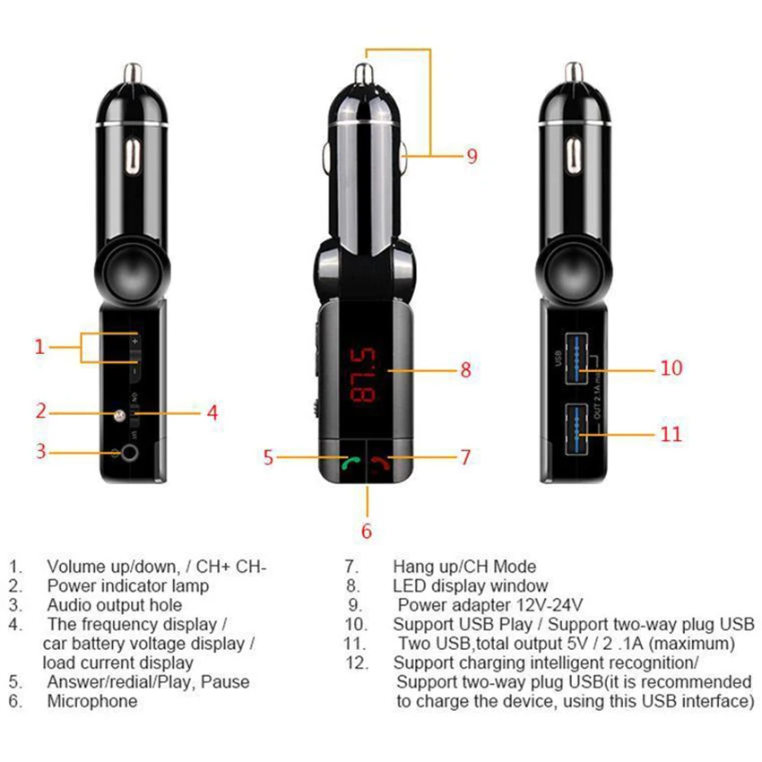 Хит, автомобильный Bluetooth, Aux, fm-передатчик, разъем, Bluetooth, громкая связь, автомобильный комплект, MP3 плеер, беспроводной модулятор, USB зарядное устройство для мобильного телефона