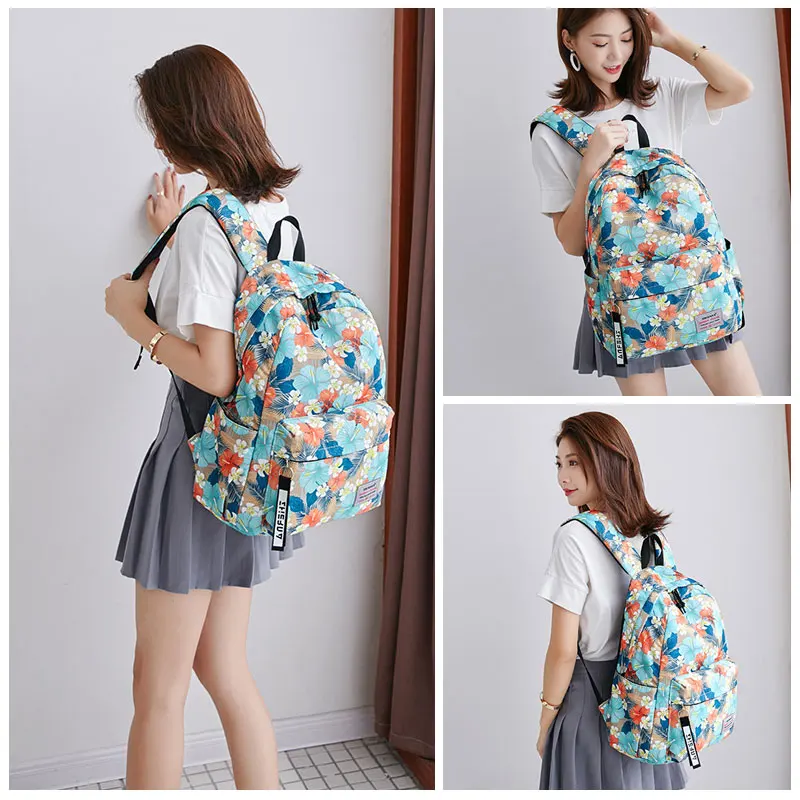 Модная парусиновая женская школьная сумка рюкзаки для девочек Mochila Escolar с принтом