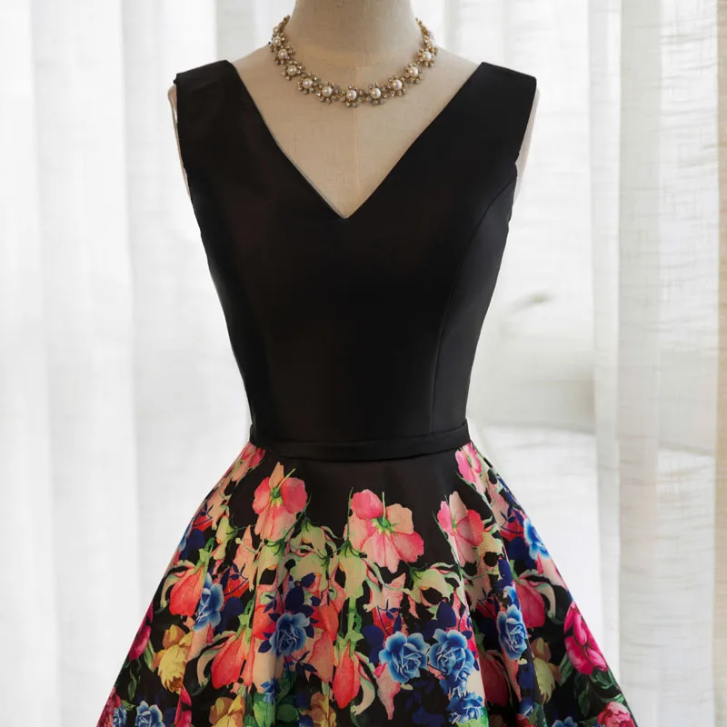 SSYFashion-New-Black-Retro-Printing-Flower-Black-Satin-Evening-Dress-The-Bride-Banquet-V-neck-Floor