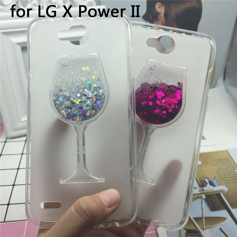 

Glitter Quicksand Phone Cases for LG X Power 2 II / X Power2 Case Bling Cute Srtars Cup With Soft Silicon Back Cover 3D Capa