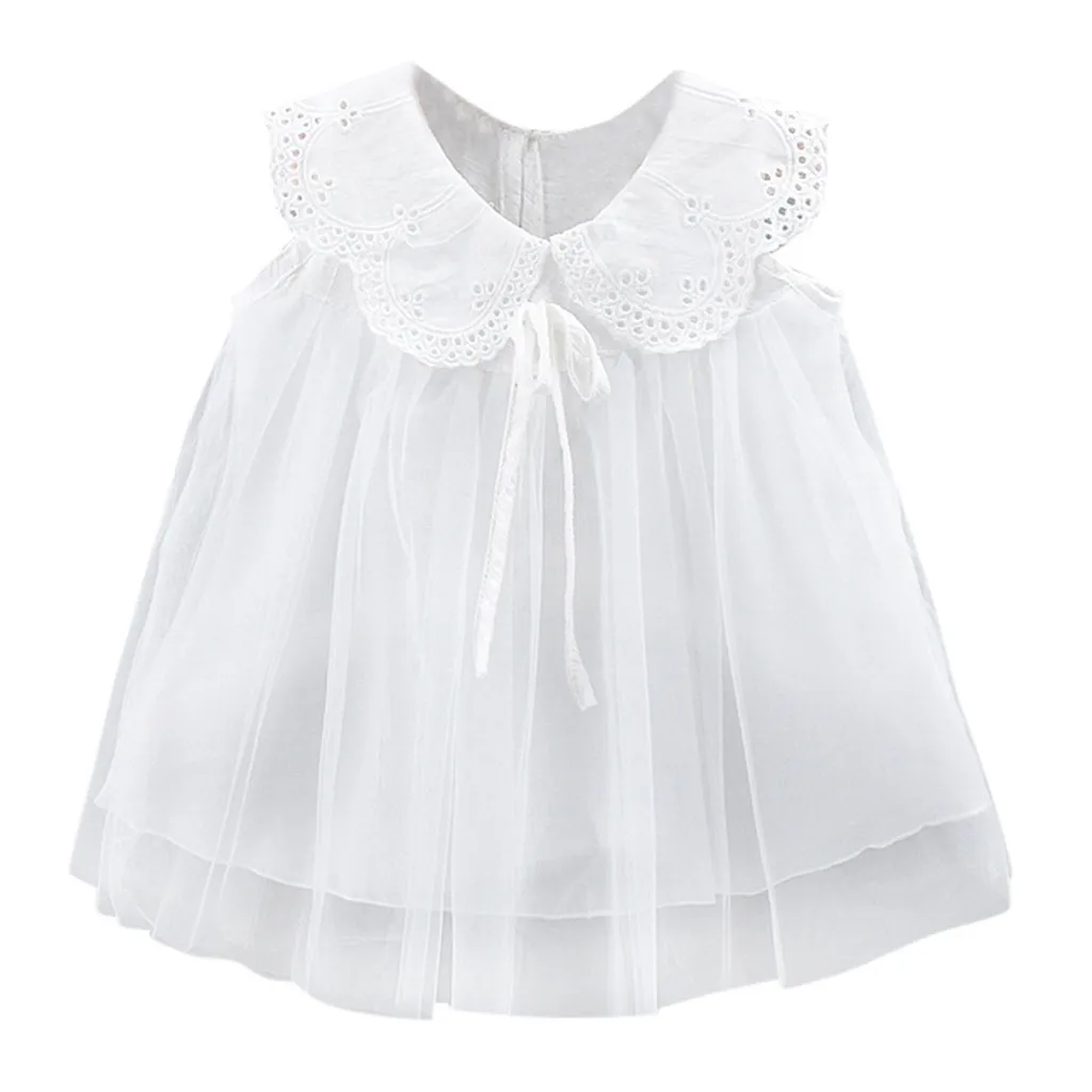Для малышей, для маленьких девочек, однотонная, с бантом, кружевные фатиновые вечерние платье принцессы для новорожденных; платье Летнее платье для маленьких девочек Платья для маленьких девочек - Цвет: White