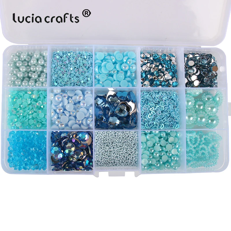 

1Box 1-12mmm/3-12mm 3D Resin Crystal Rhinestone Sequin Imitation Pearl Beads Gems DIY Nail Art Rhinestone Decorations