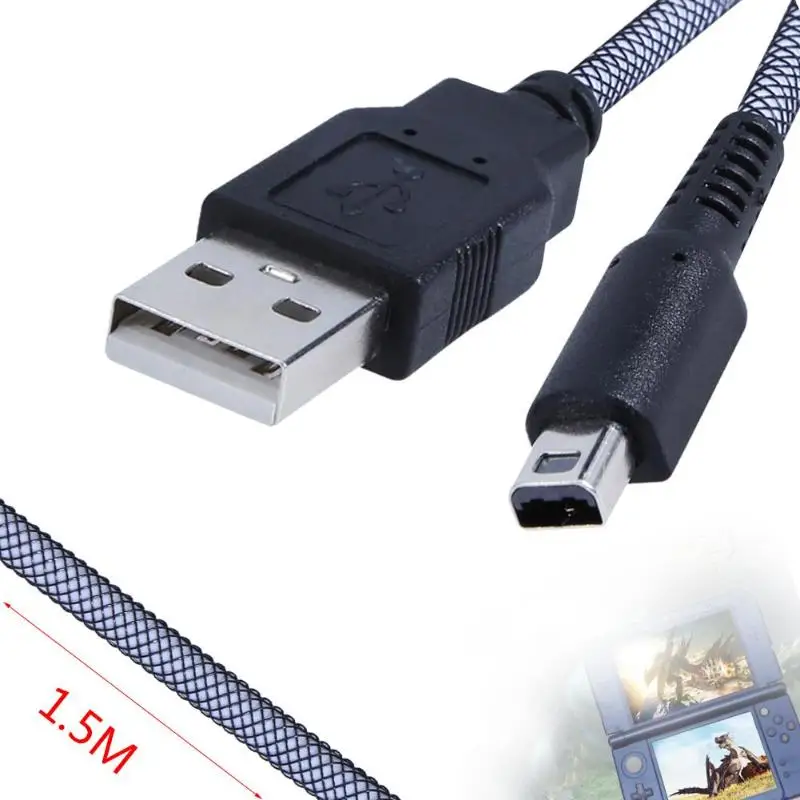 2 в 1 зарядный кабель 1,5 м 24K Синхронизация данных зарядное устройство кабель для зарядки USB кабель для передачи данных для nintendo ndssi Новый 3DSXL
