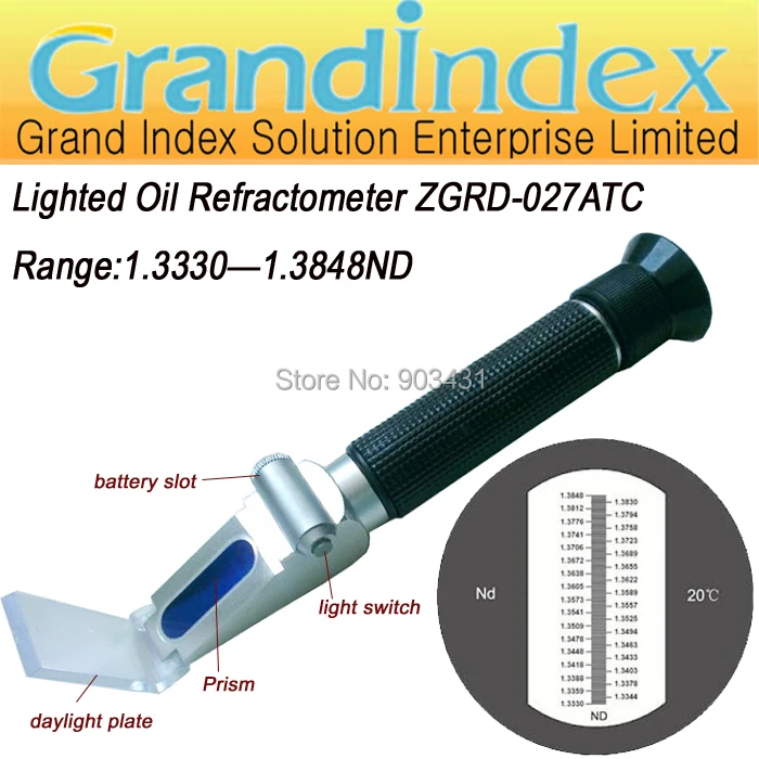 oil Illumination Refractometer ZGR027/ATC with built in LED light